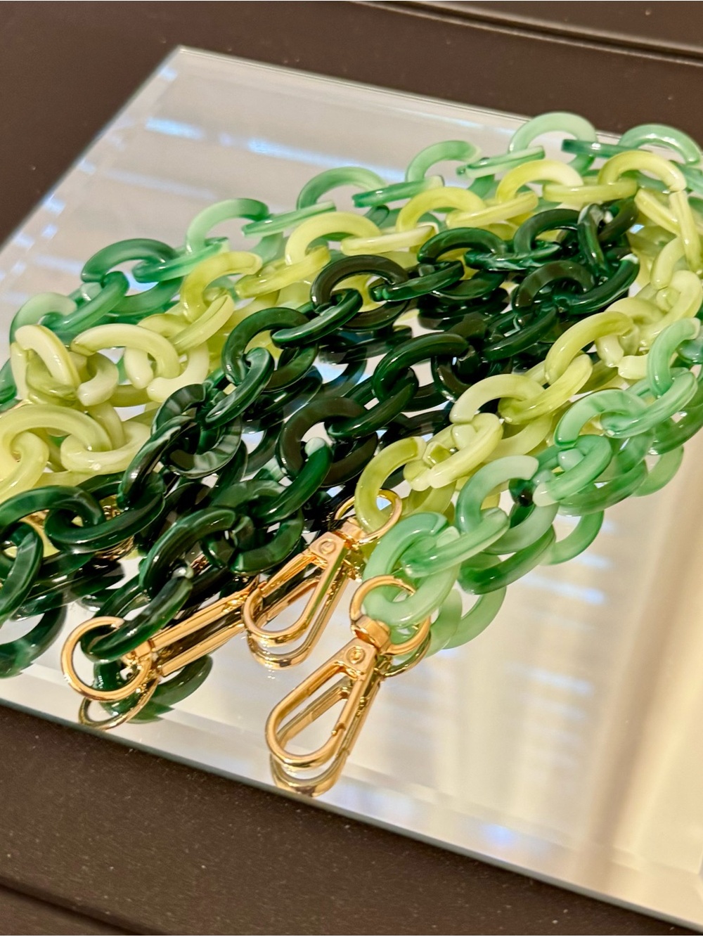 Shades of Green Trio Acrylic Bag Chains